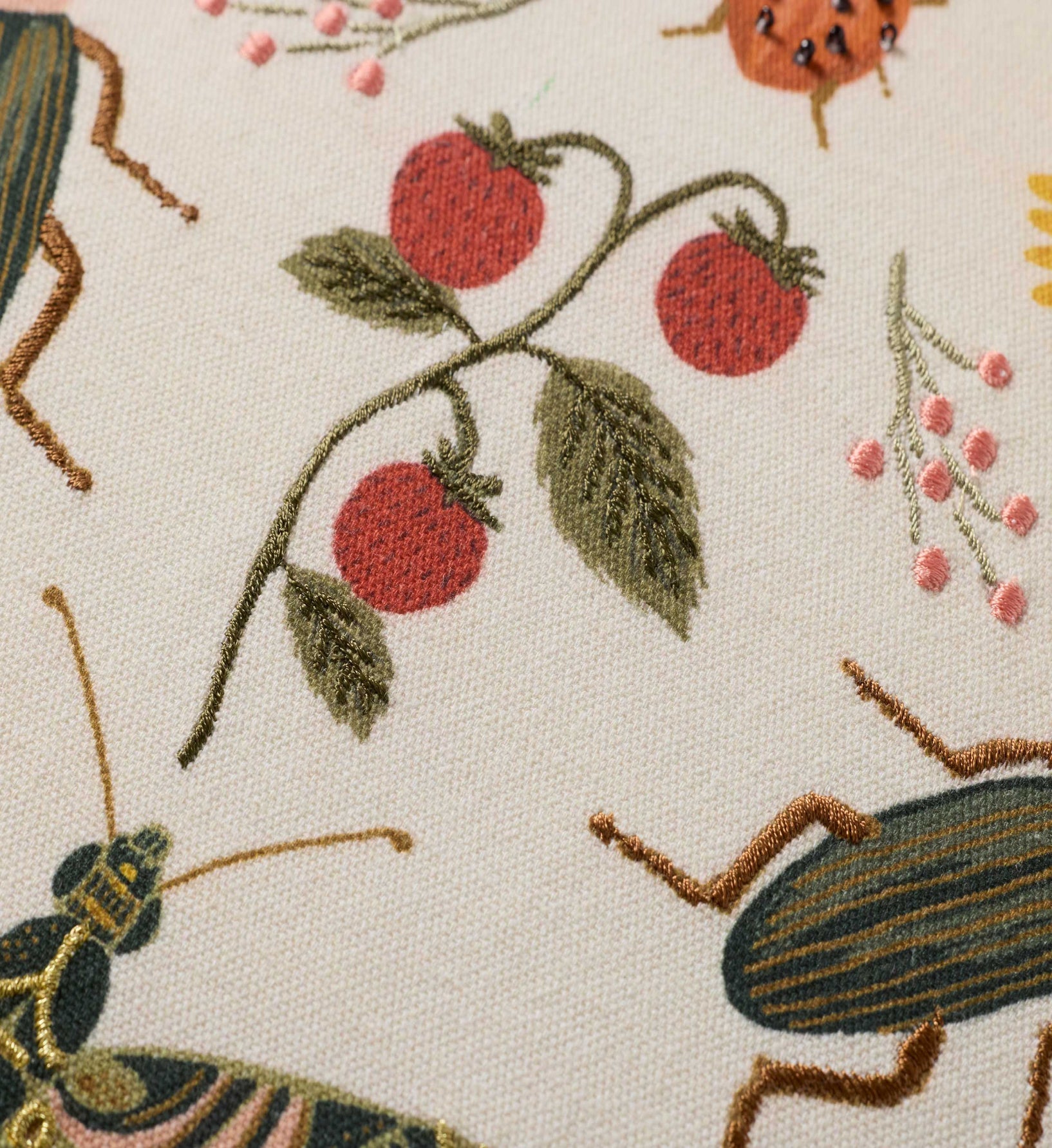 Curio Garden Embroidered Pillow - White